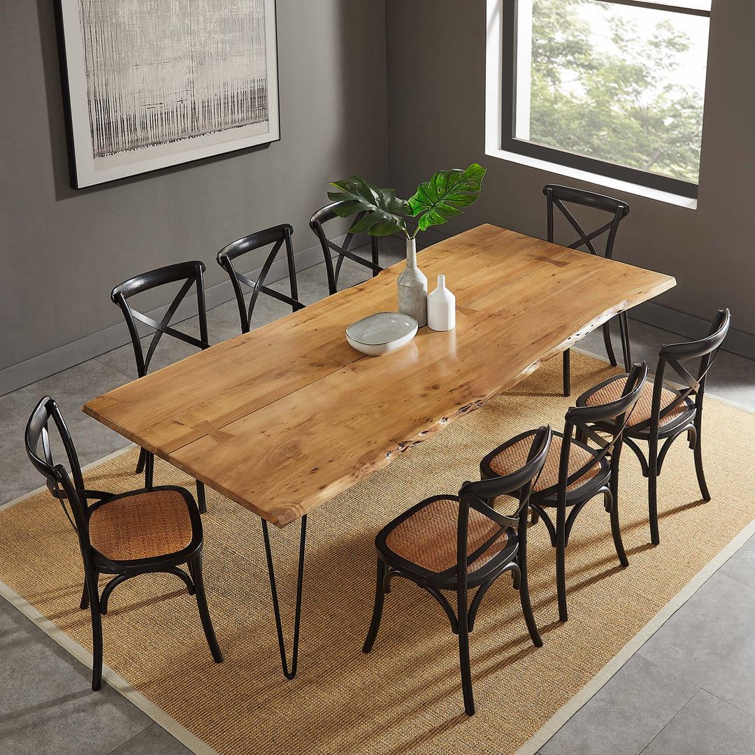 Mesa comedor negra con madera de acacia 96” Alte