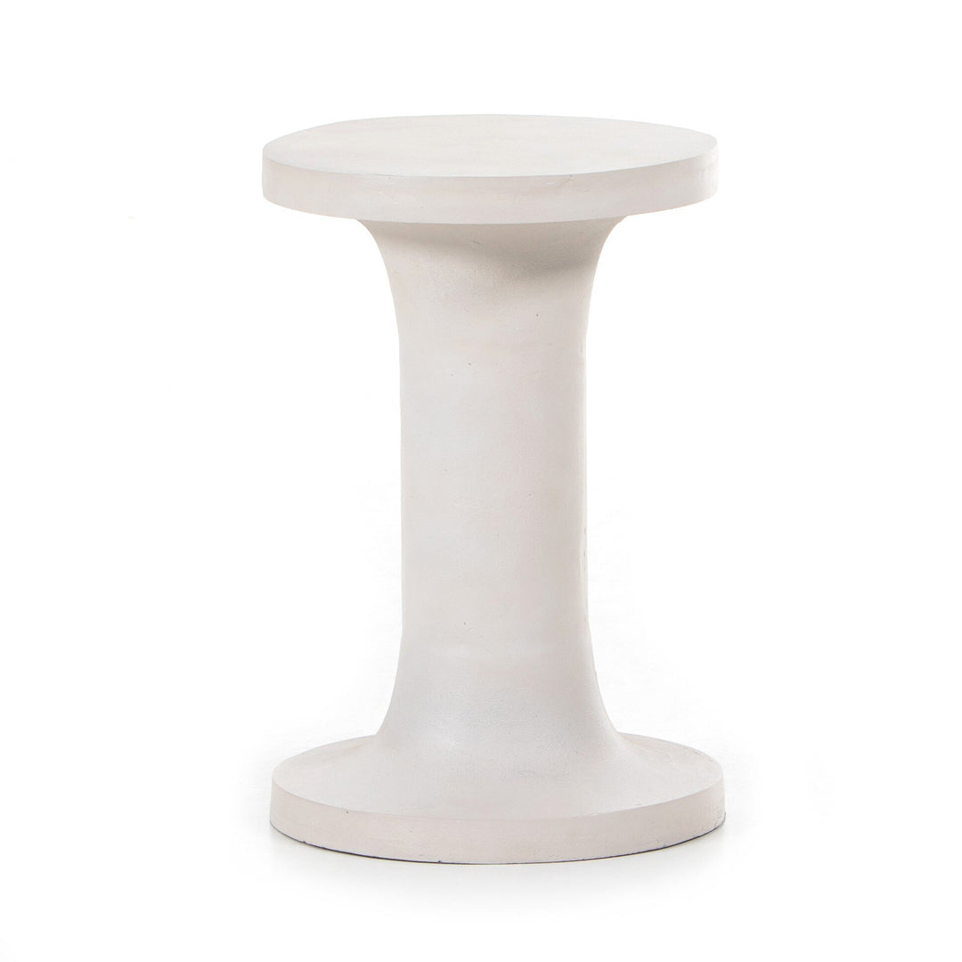 Mesa lateral de aluminio fundido Nerea color blanco mate texturizado.